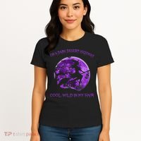 Witch Riding Brooms On A Dark Desert Highways Halloween Women's T-Shirt thumb 4