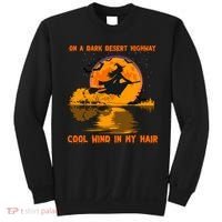 Witch Riding Brooms On A Dark Desert Highways Halloween Sweatshirt thumb 0