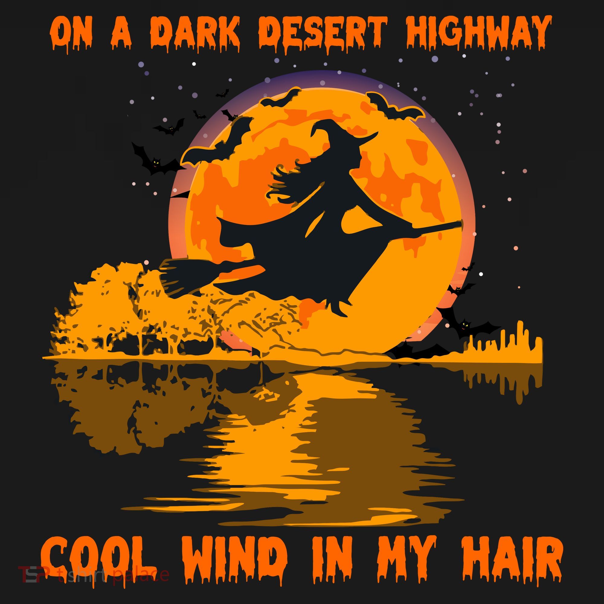 Witch Riding Brooms On A Dark Desert Highways Halloween Sweatshirt
