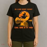Witch Riding Brooms On A Dark Desert Highways Halloween T-Shirt thumb 4