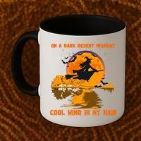 Witch Riding Brooms On A Dark Desert Highways Halloween Coffee Mug thumb 2
