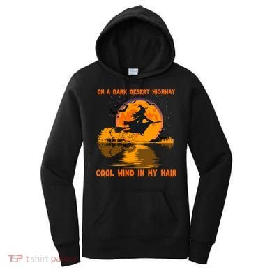 Witch Riding Brooms On A Dark Desert Highways Halloween Women's Hoodie