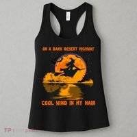 Witch Riding Brooms On A Dark Desert Highways Halloween Women's Tank Top thumb 3