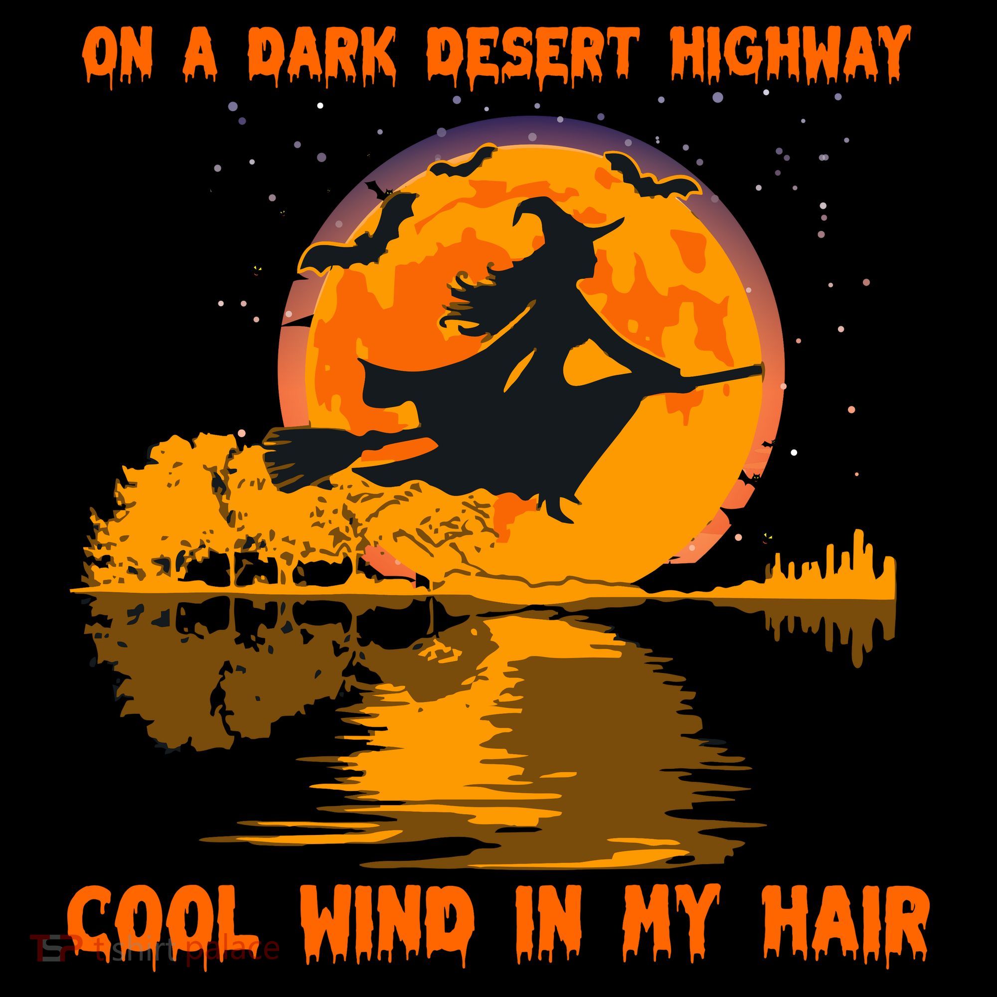 Witch Riding Brooms On A Dark Desert Highways Halloween Women's Tank Top