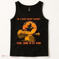 Witch Riding Brooms On A Dark Desert Highways Halloween Tank Top thumb 2