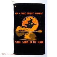 Witch Riding Brooms On A Dark Desert Highways Halloween Golf Towel thumb 0