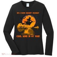 Witch Riding Brooms On A Dark Desert Highways Halloween Women's Long Sleeve Shirt thumb 0