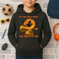 Witch Riding Brooms On A Dark Desert Highways Halloween Kids Hoodie thumb 2