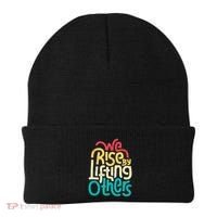 We Rise By Lifting Others Motivational Inspirational Quote Beanie thumb 0