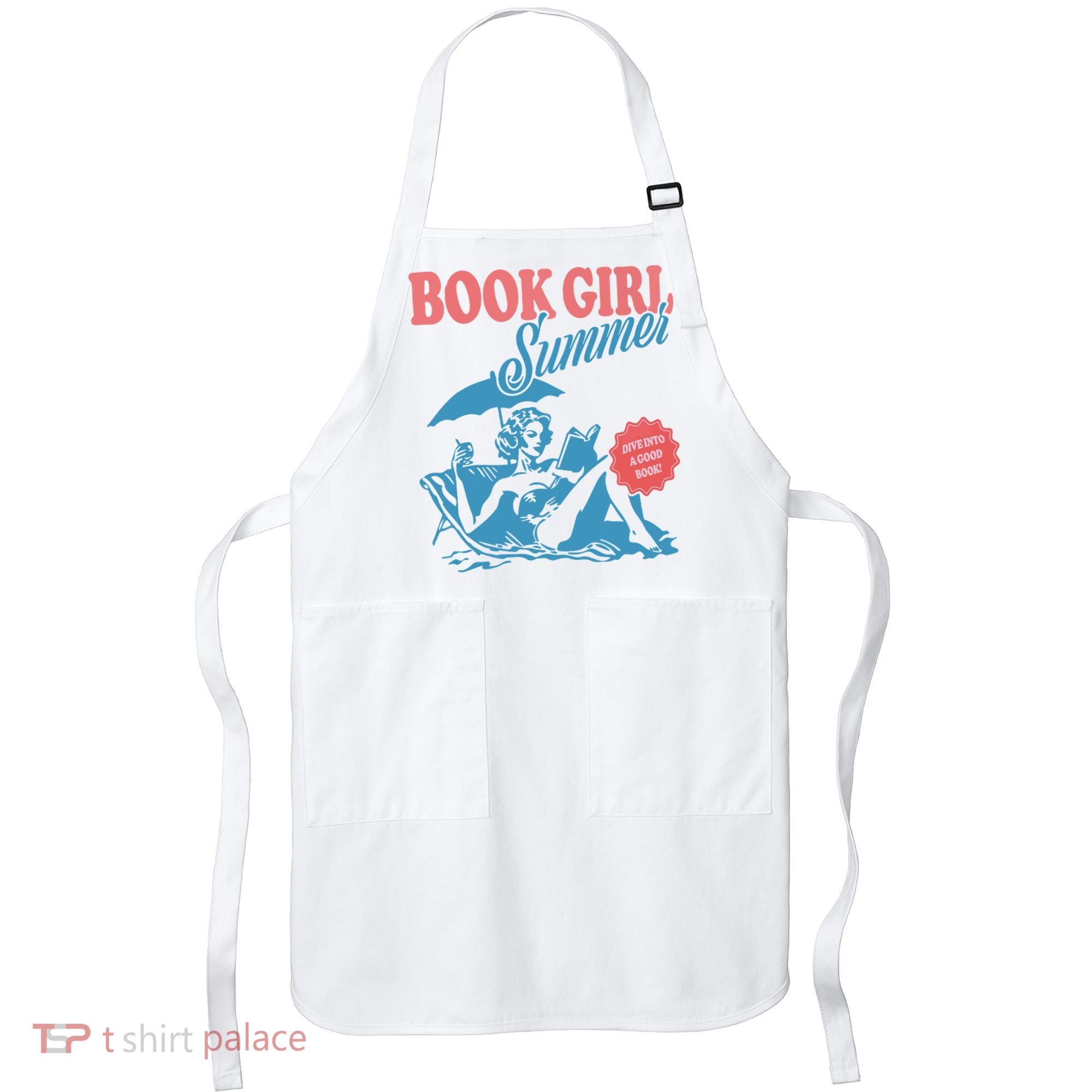 Women Retro Book Girl Summer Bookish Vacation Funny Reader Apron