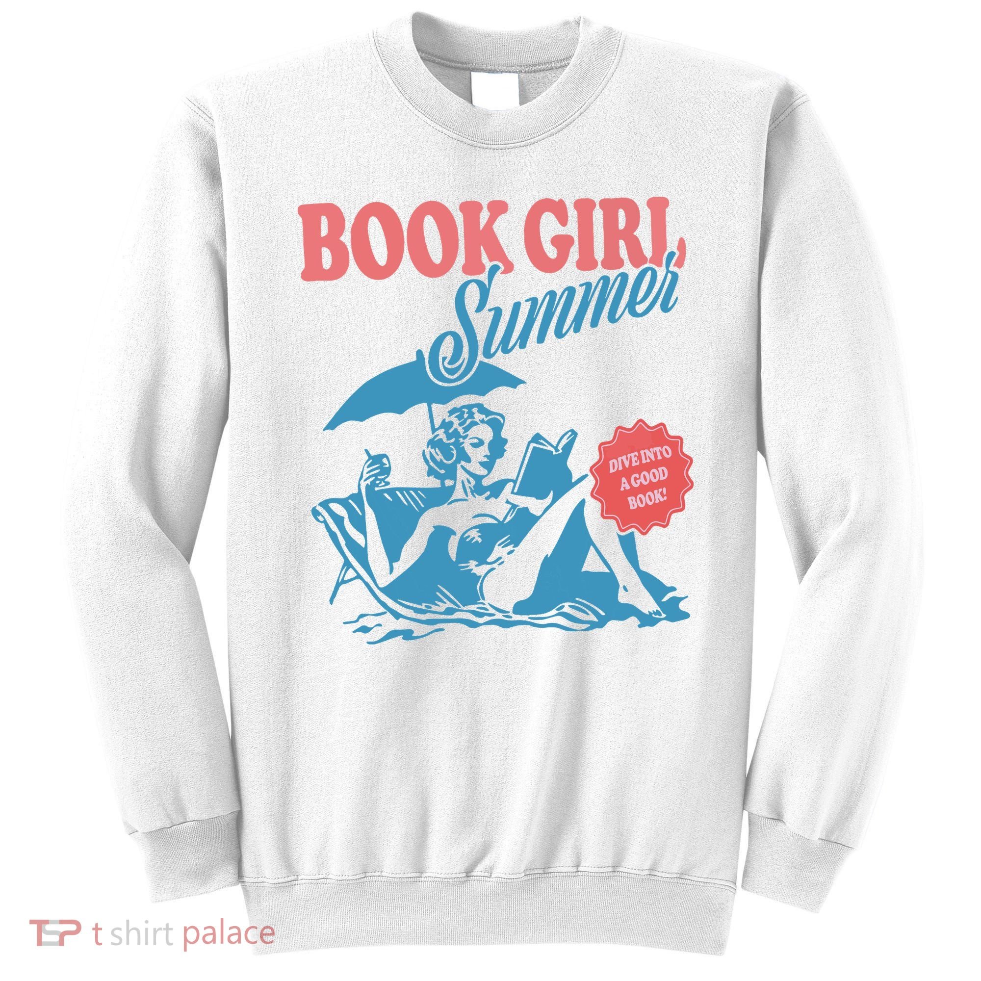 Women Retro Book Girl Summer Bookish Vacation Funny Reader Sweatshirt