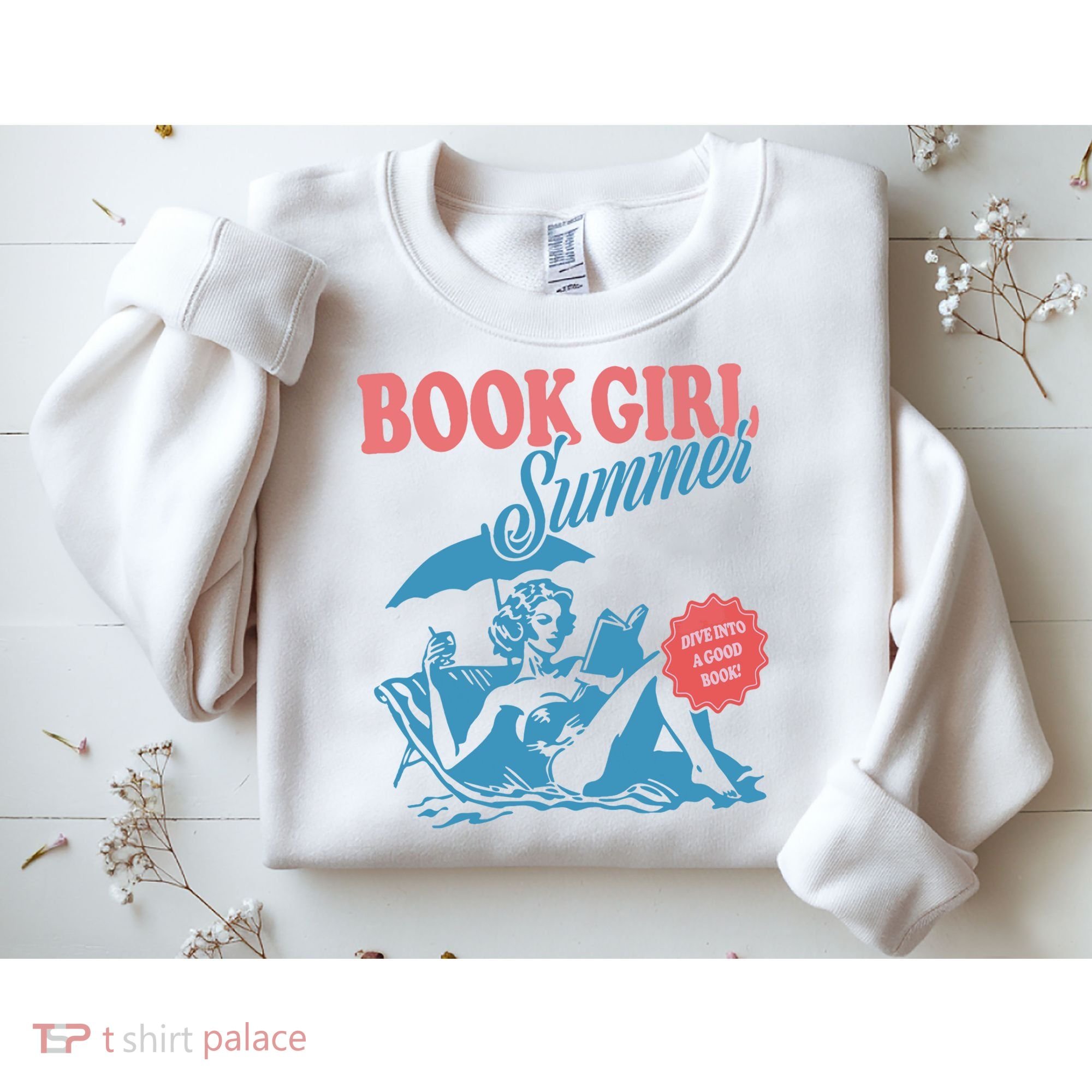 Women Retro Book Girl Summer Bookish Vacation Funny Reader Sweatshirt