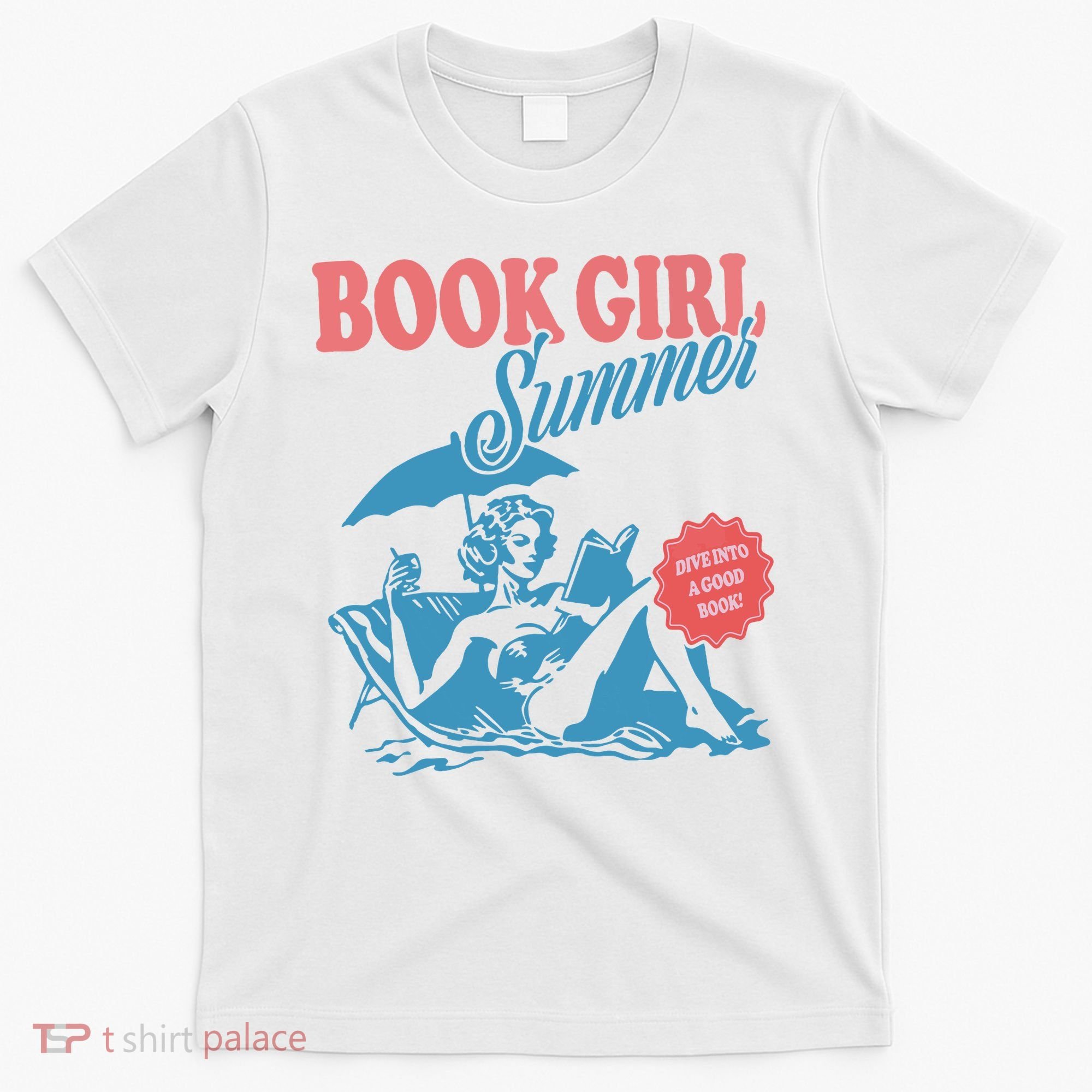 Women Retro Book Girl Summer Bookish Vacation Funny Reader T-Shirt