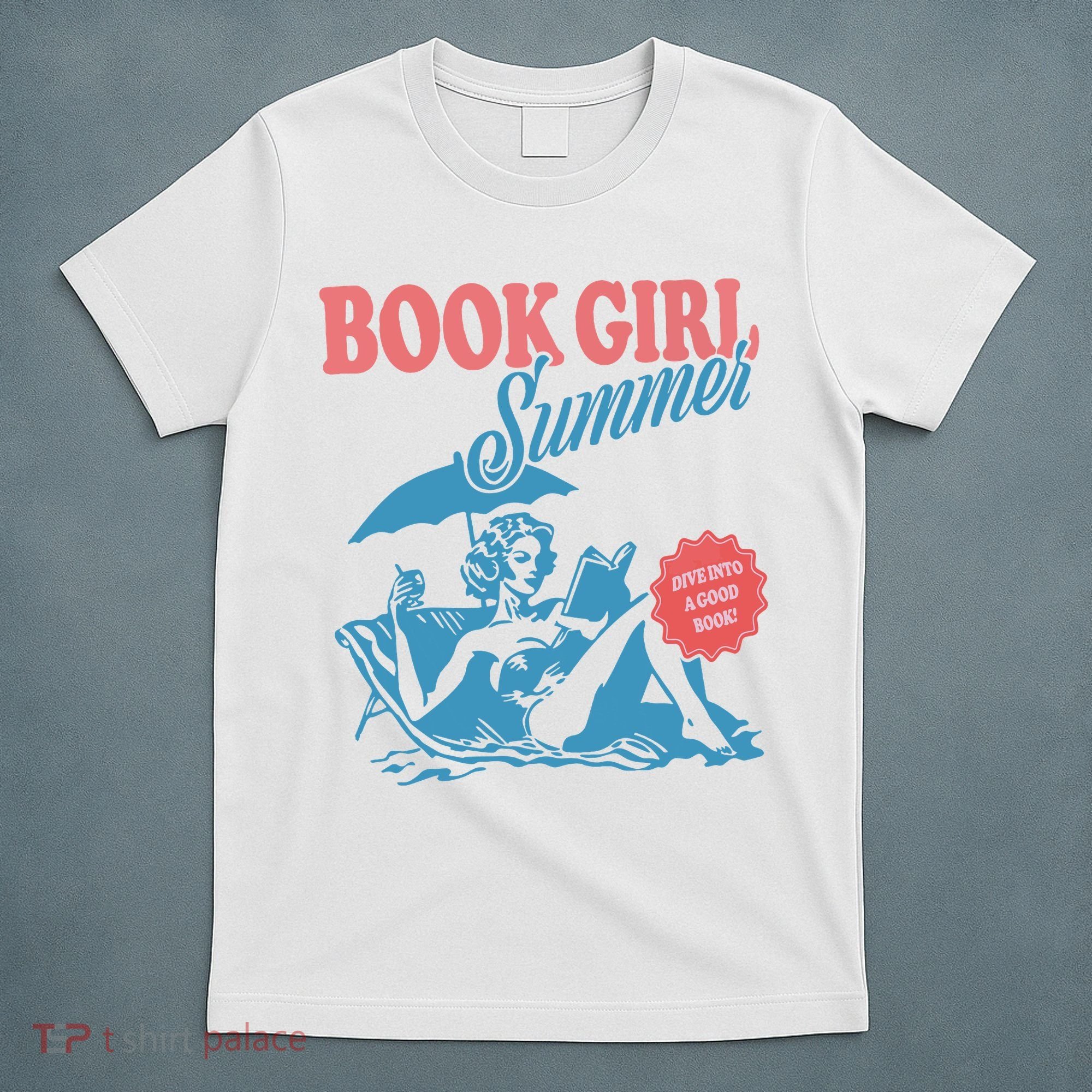 Women Retro Book Girl Summer Bookish Vacation Funny Reader T-Shirt