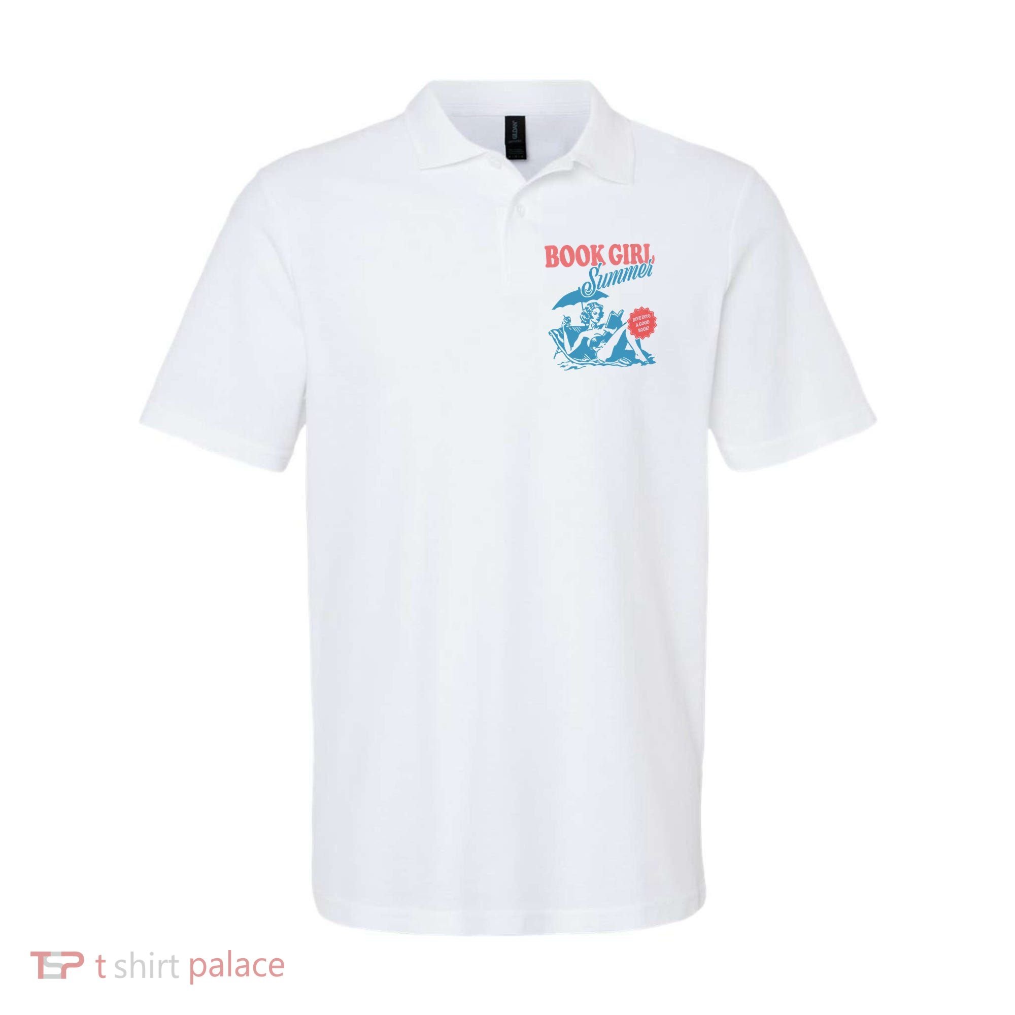 Women Retro Book Girl Summer Bookish Vacation Funny Reader Polo
