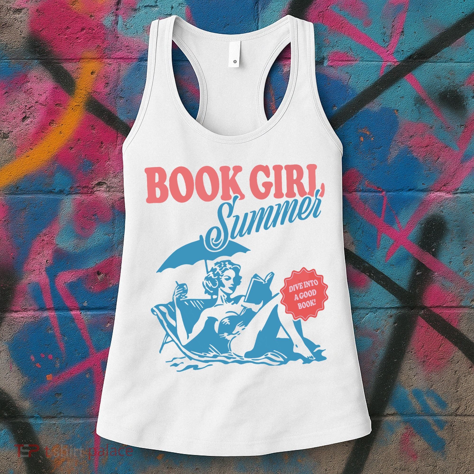 Women Retro Book Girl Summer Bookish Vacation Funny Reader Women's Tank Top