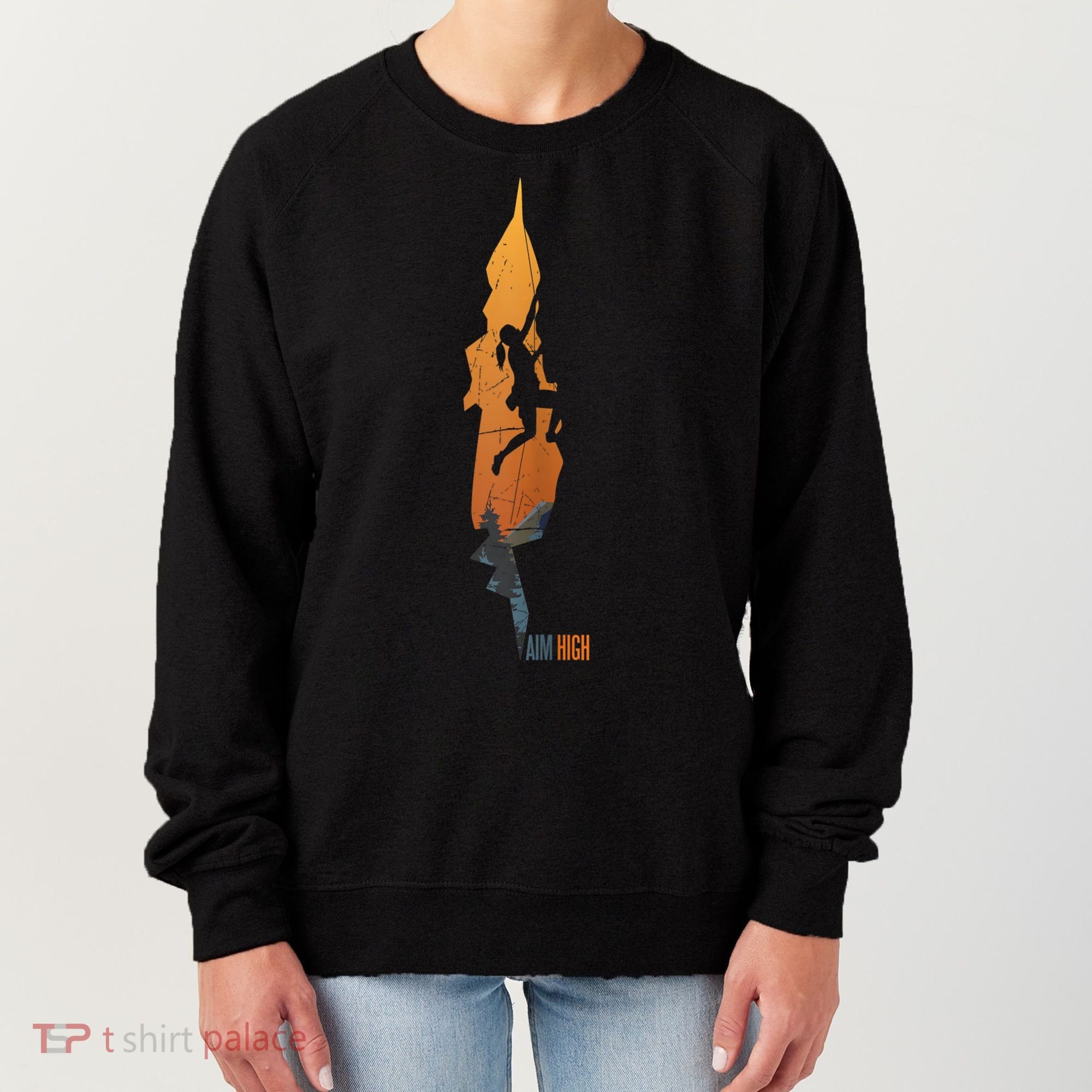 Womens Rock Climbing Aim High Bouldering Mountain Climber Women's Sweatshirt