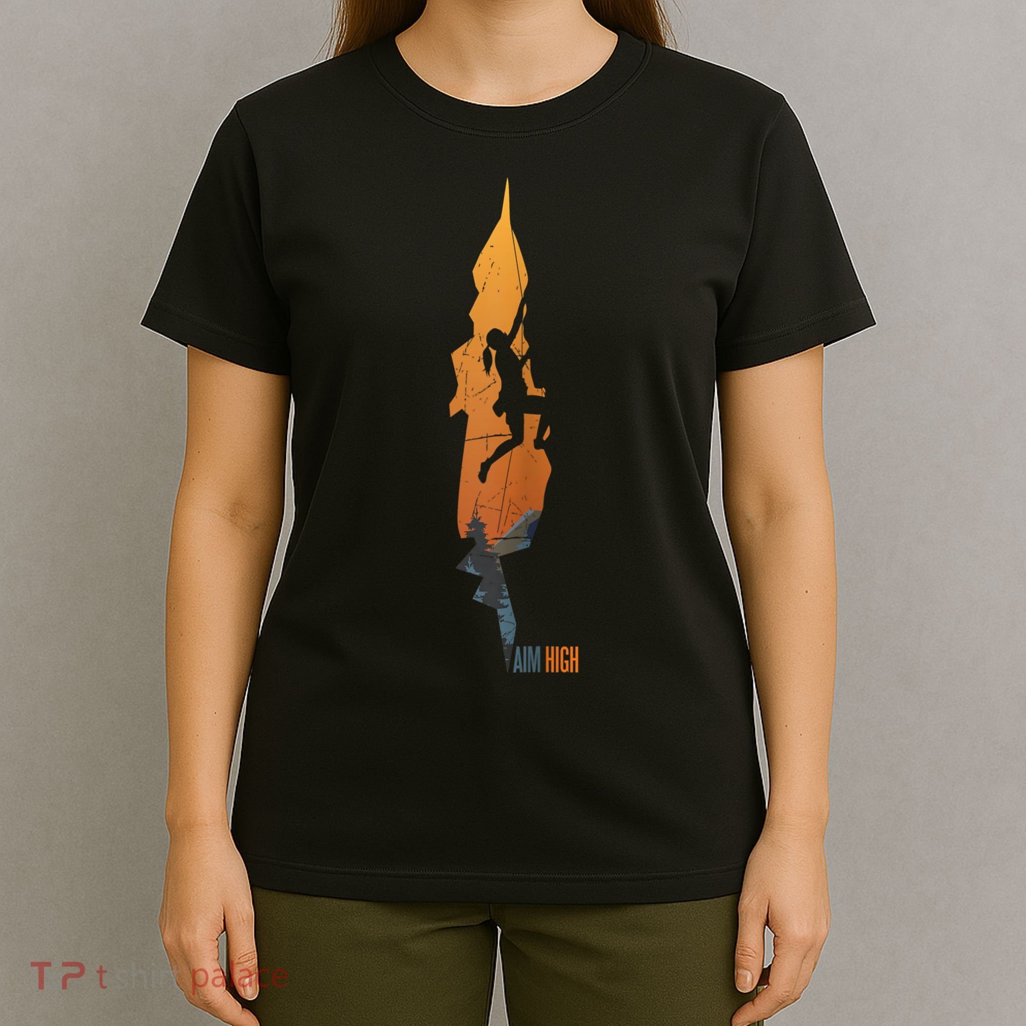 Womens Rock Climbing Aim High Bouldering Mountain Climber T-Shirt