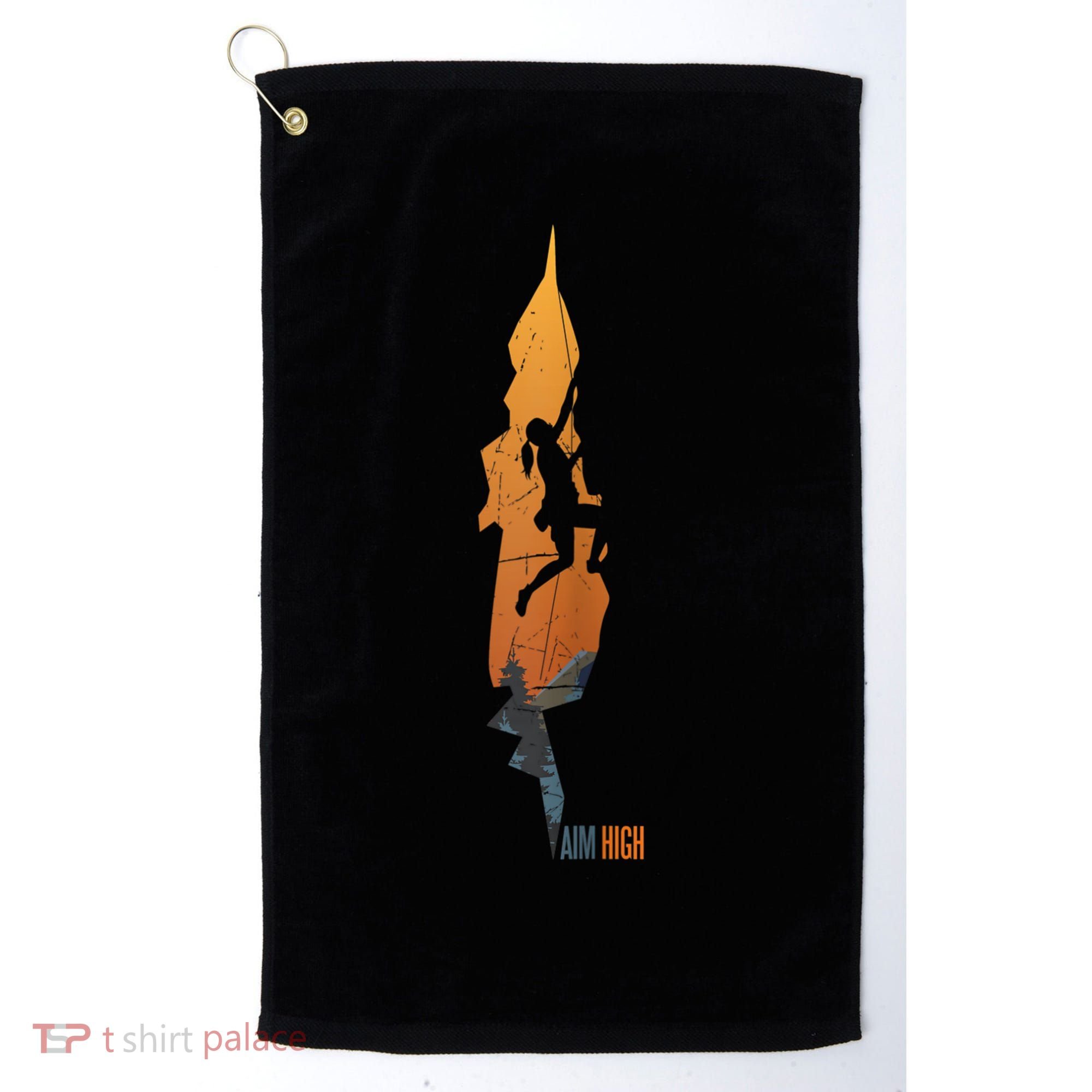 Womens Rock Climbing Aim High Bouldering Mountain Climber Golf Towel