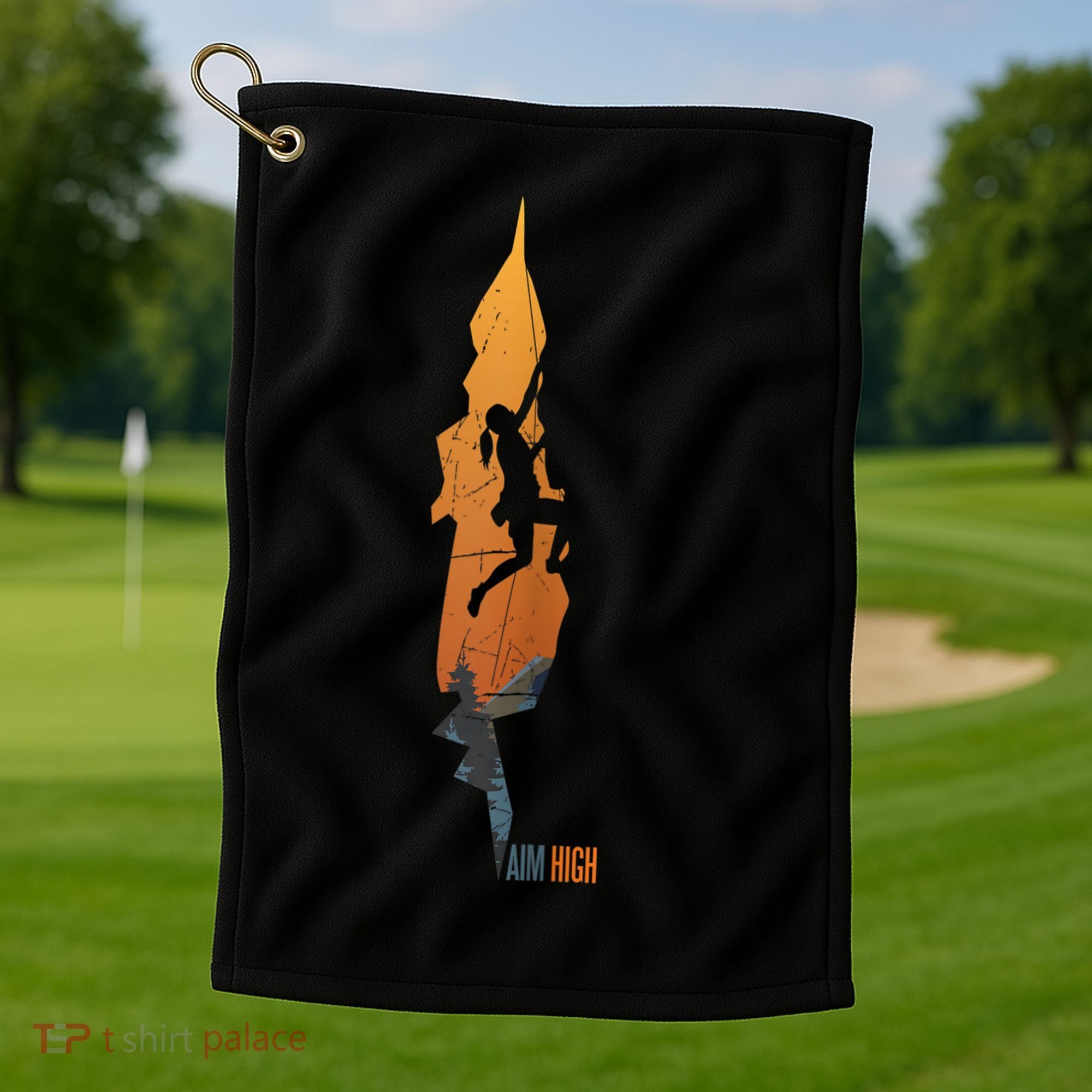 Womens Rock Climbing Aim High Bouldering Mountain Climber Golf Towel