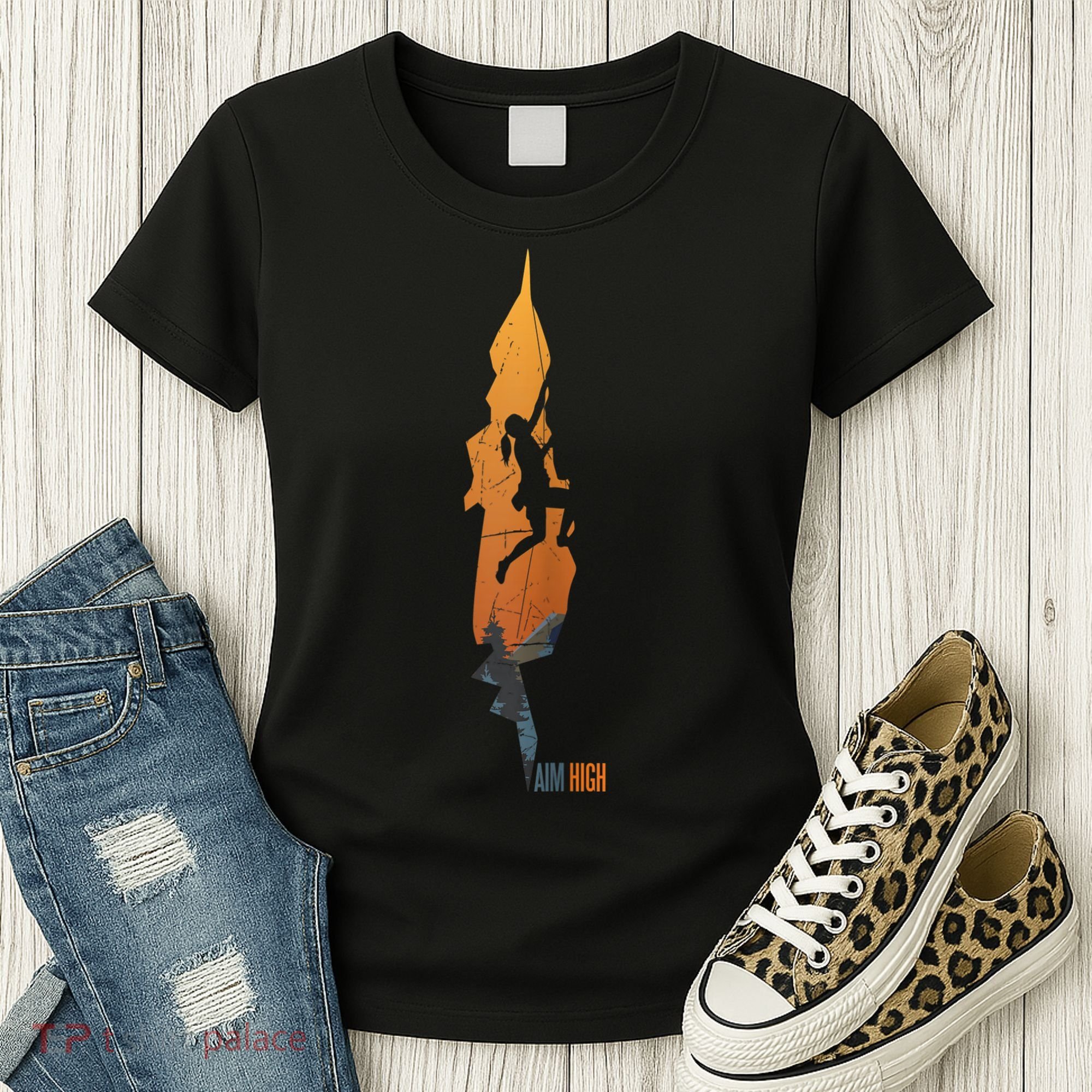 Womens Rock Climbing Aim High Bouldering Mountain Climber Women's T-Shirt