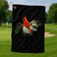 Wild Red Cardinal Bird Golf Towel thumb 1