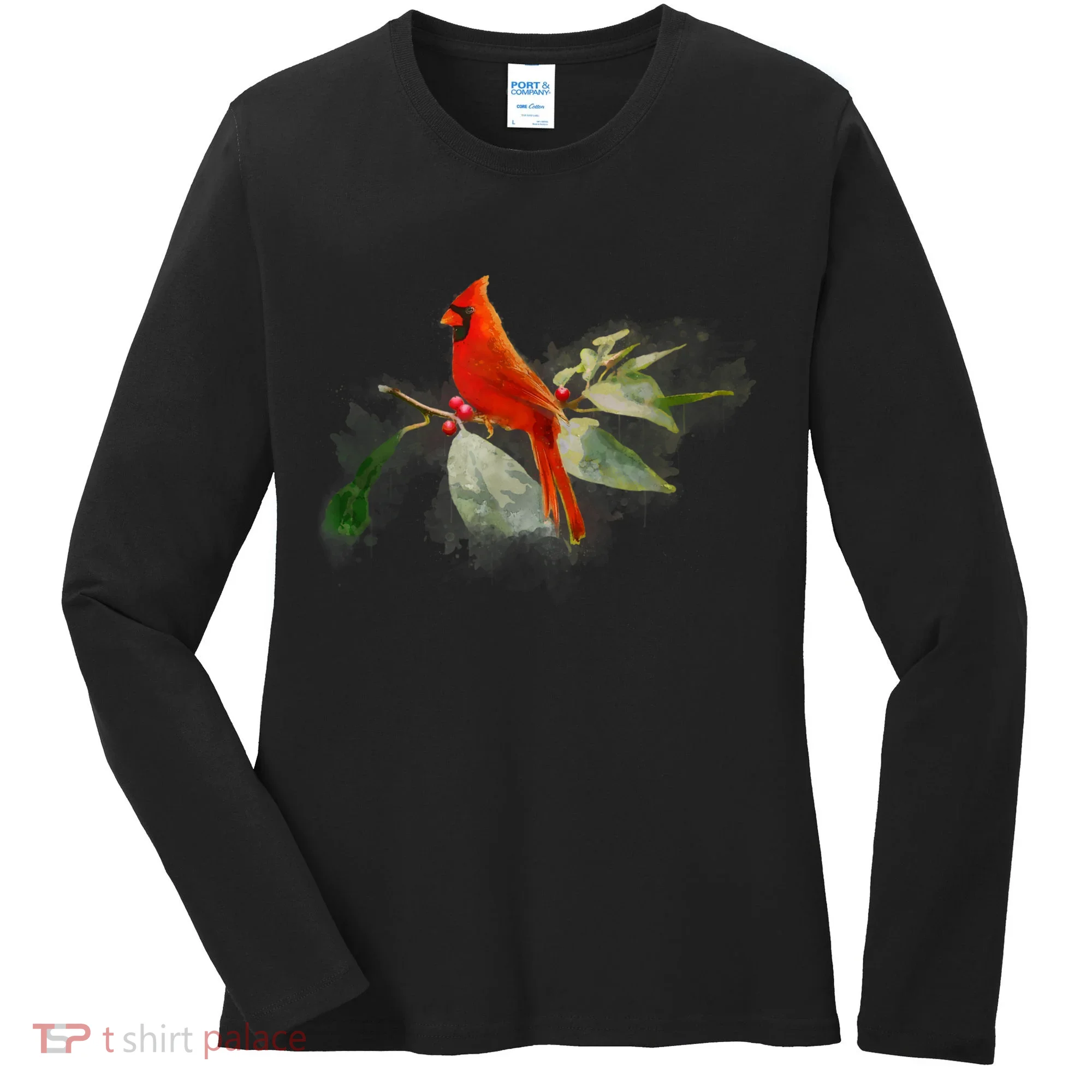 Wild Red Cardinal Bird Women's Long Sleeve Shirt