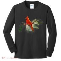 Wild Red Cardinal Bird Kids Long Sleeve Shirt thumb 0
