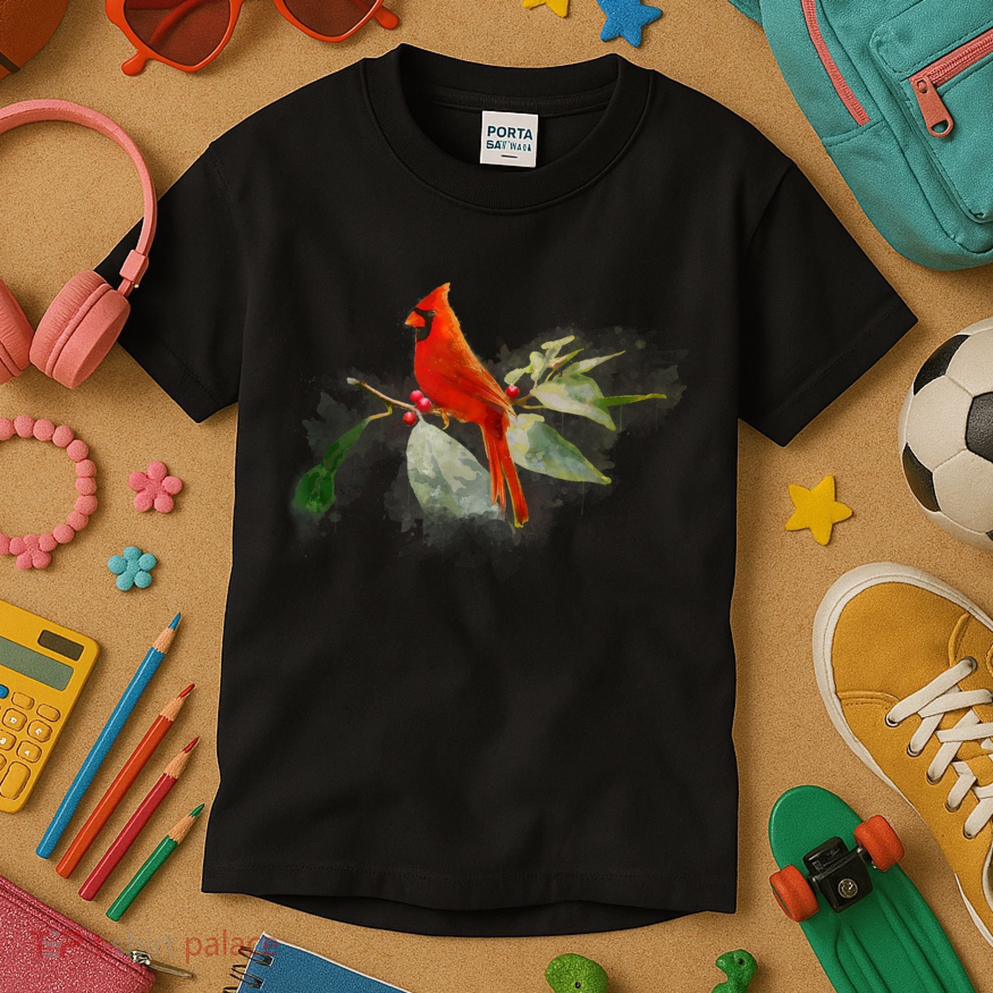 Wild Red Cardinal Bird Kids T-Shirt