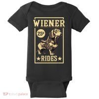 Wiener Rides Dachshund Lover Doxie Weiner Weenie Dog Owner Baby Bodysuit thumb 0