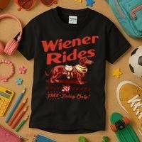 Wiener Rides Free Today Only Funny Wiener Kids T-Shirt thumb 3