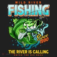 Wild River Fishing The River Is Calling Catch The Big Bass Since 1990 Beanie thumb 2