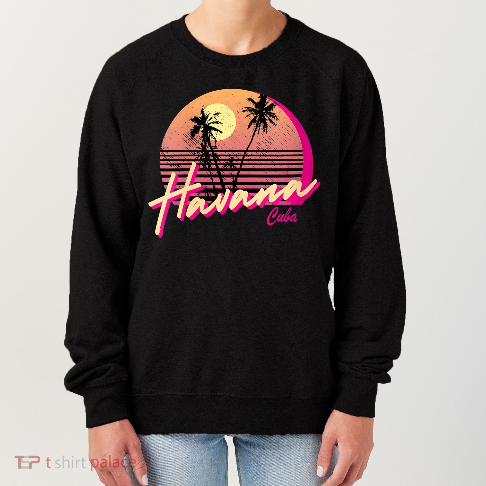 Womens Retro Havana Cuba California Beach Sunset Women's Sweatshirt