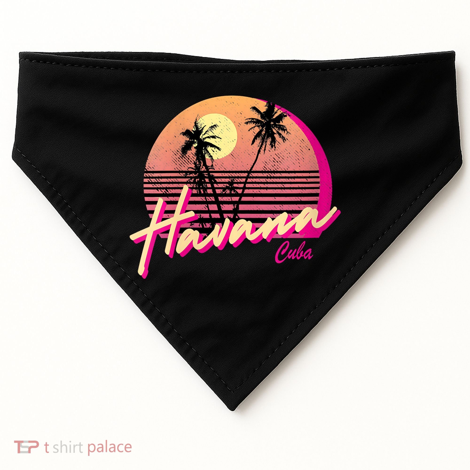 Womens Retro Havana Cuba California Beach Sunset USA-Made Doggie Bandana