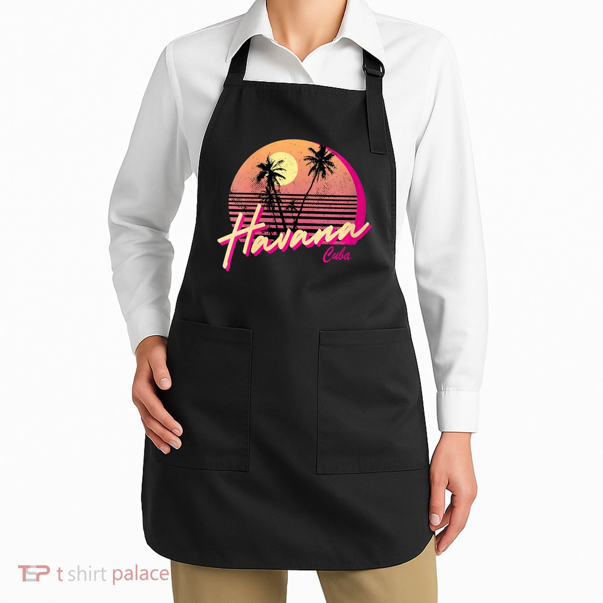 Womens Retro Havana Cuba California Beach Sunset Apron