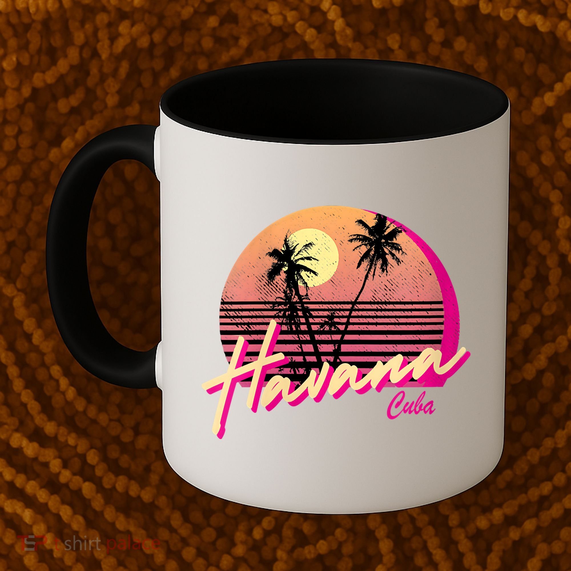 Womens Retro Havana Cuba California Beach Sunset Coffee Mug