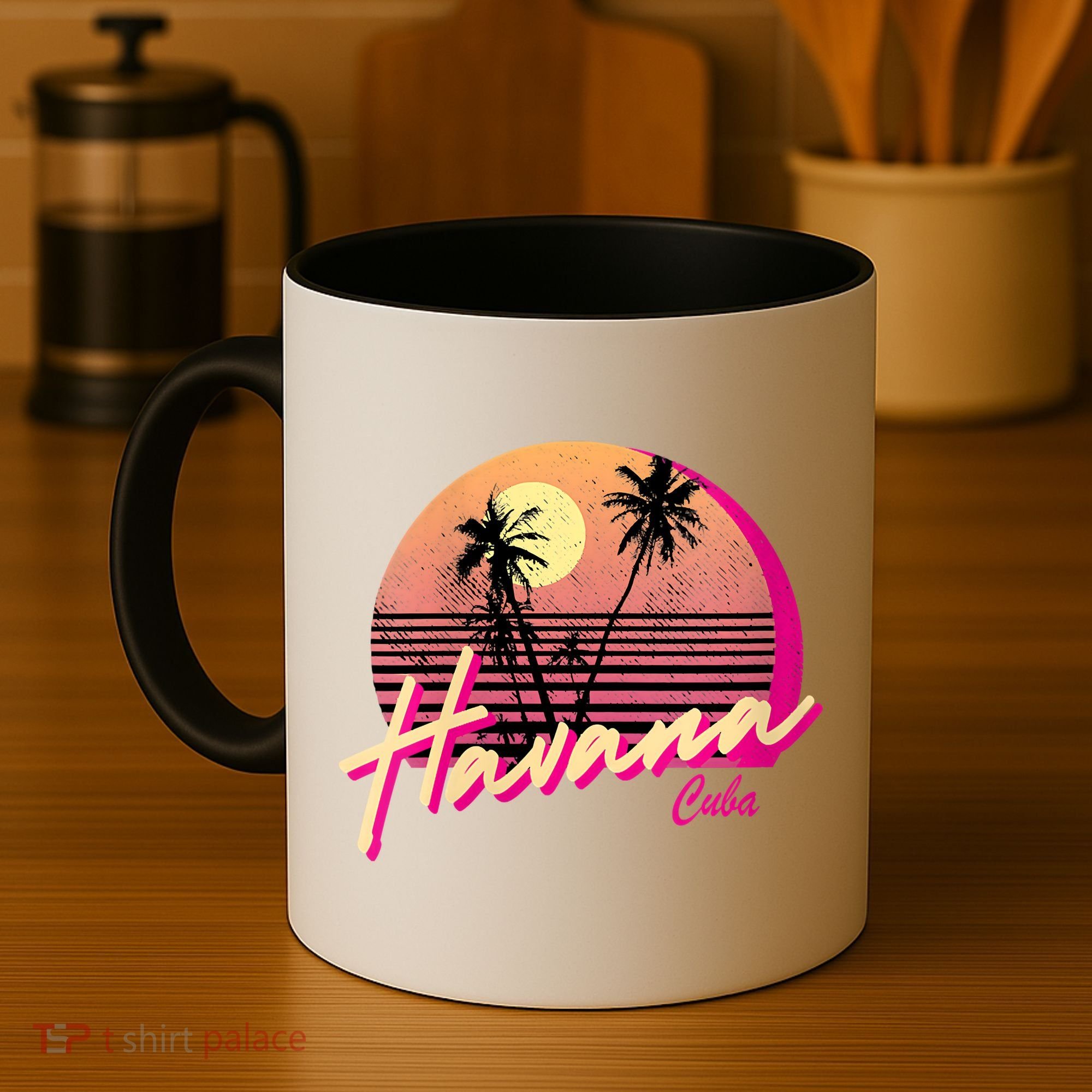 Womens Retro Havana Cuba California Beach Sunset Coffee Mug