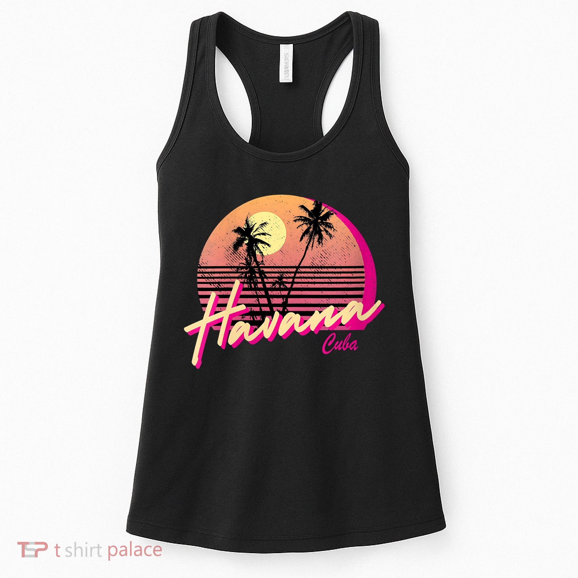 Womens Retro Havana Cuba California Beach Sunset Women's Tank Top