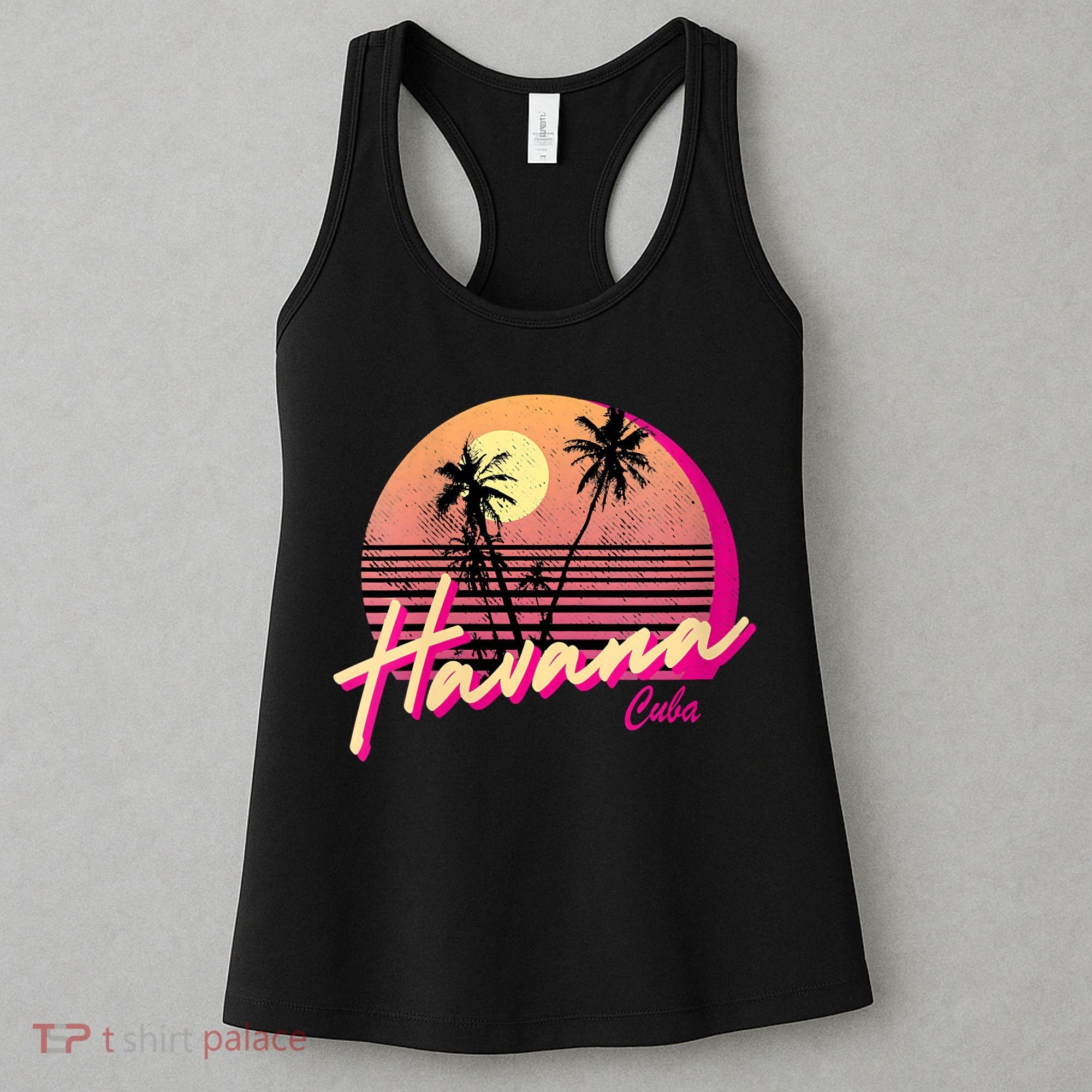 Womens Retro Havana Cuba California Beach Sunset Women's Tank Top