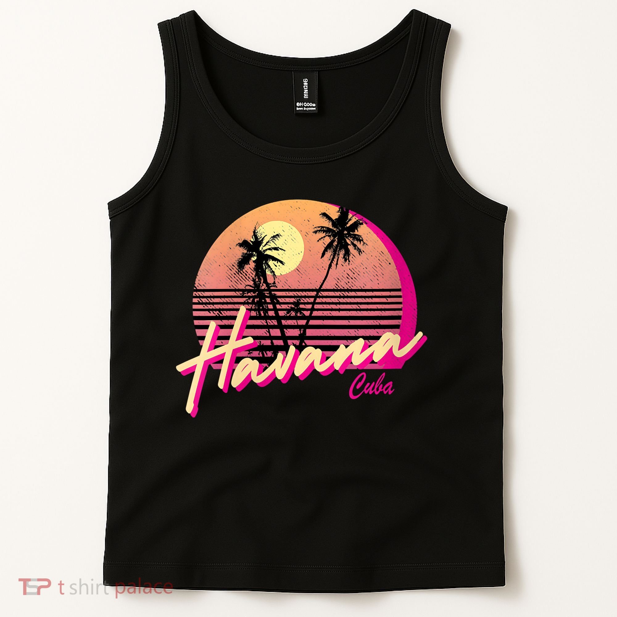 Womens Retro Havana Cuba California Beach Sunset Tank Top