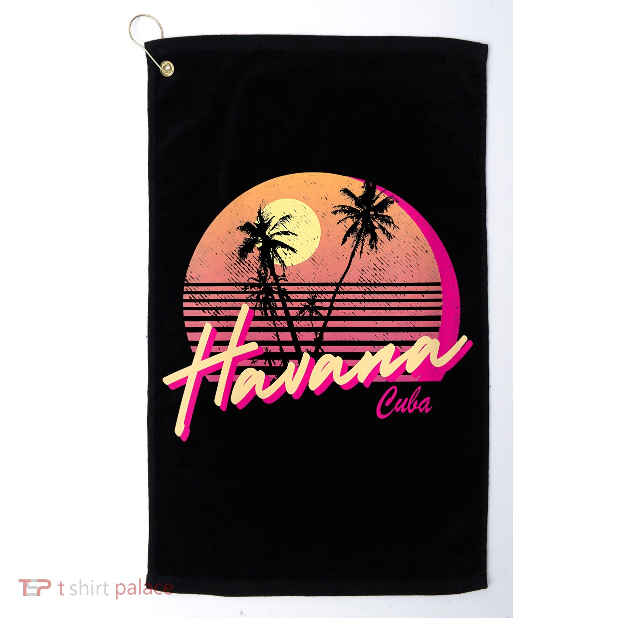 Womens Retro Havana Cuba California Beach Sunset Golf Towel
