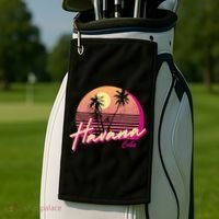 Womens Retro Havana Cuba California Beach Sunset Golf Towel thumb 2