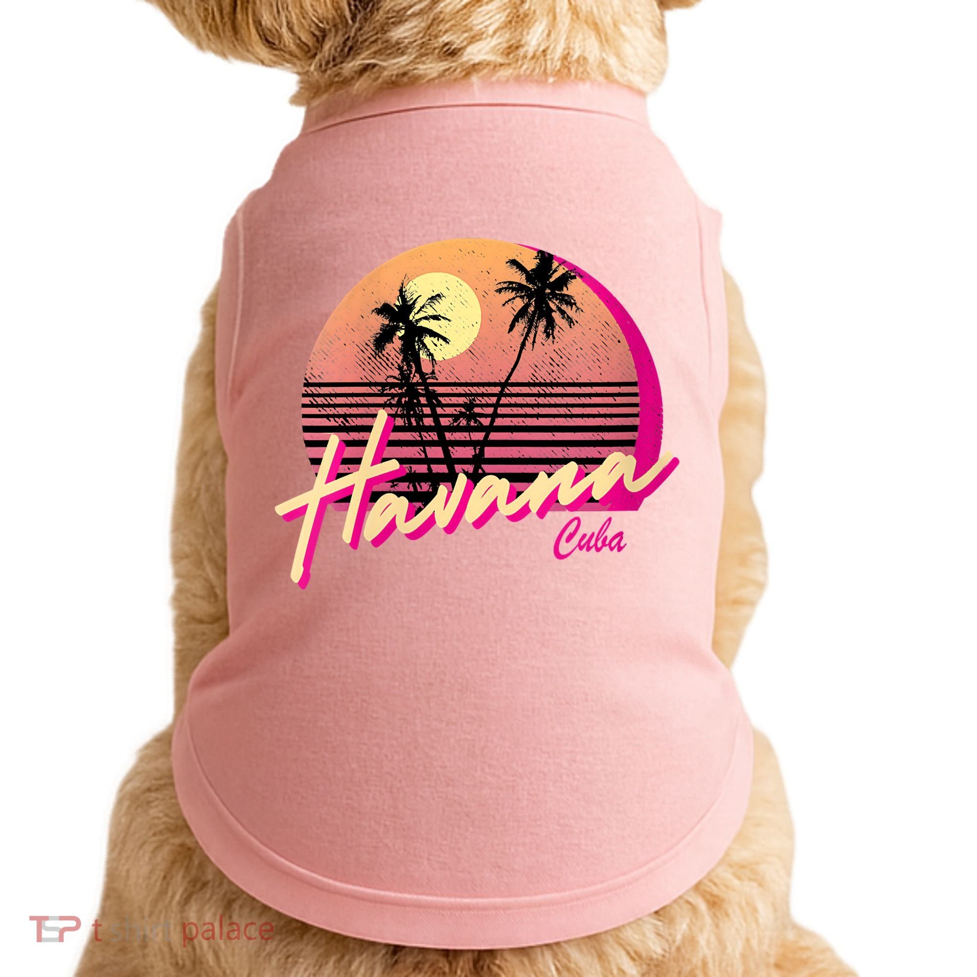 Womens Retro Havana Cuba California Beach Sunset Doggie Tank