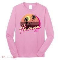 Womens Retro Havana Cuba California Beach Sunset Long Sleeve Shirt thumb 0