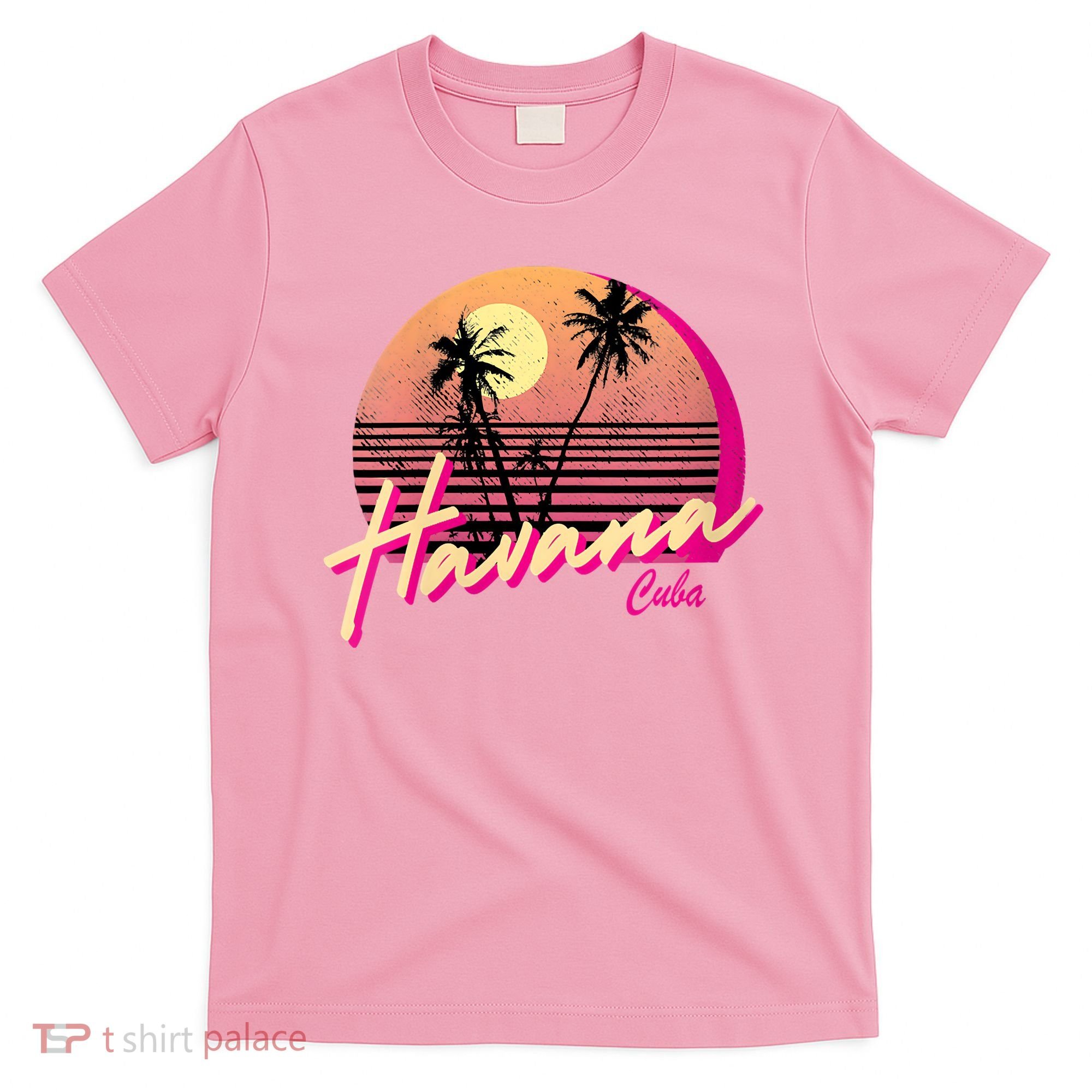 Womens Retro Havana Cuba California Beach Sunset T-Shirt
