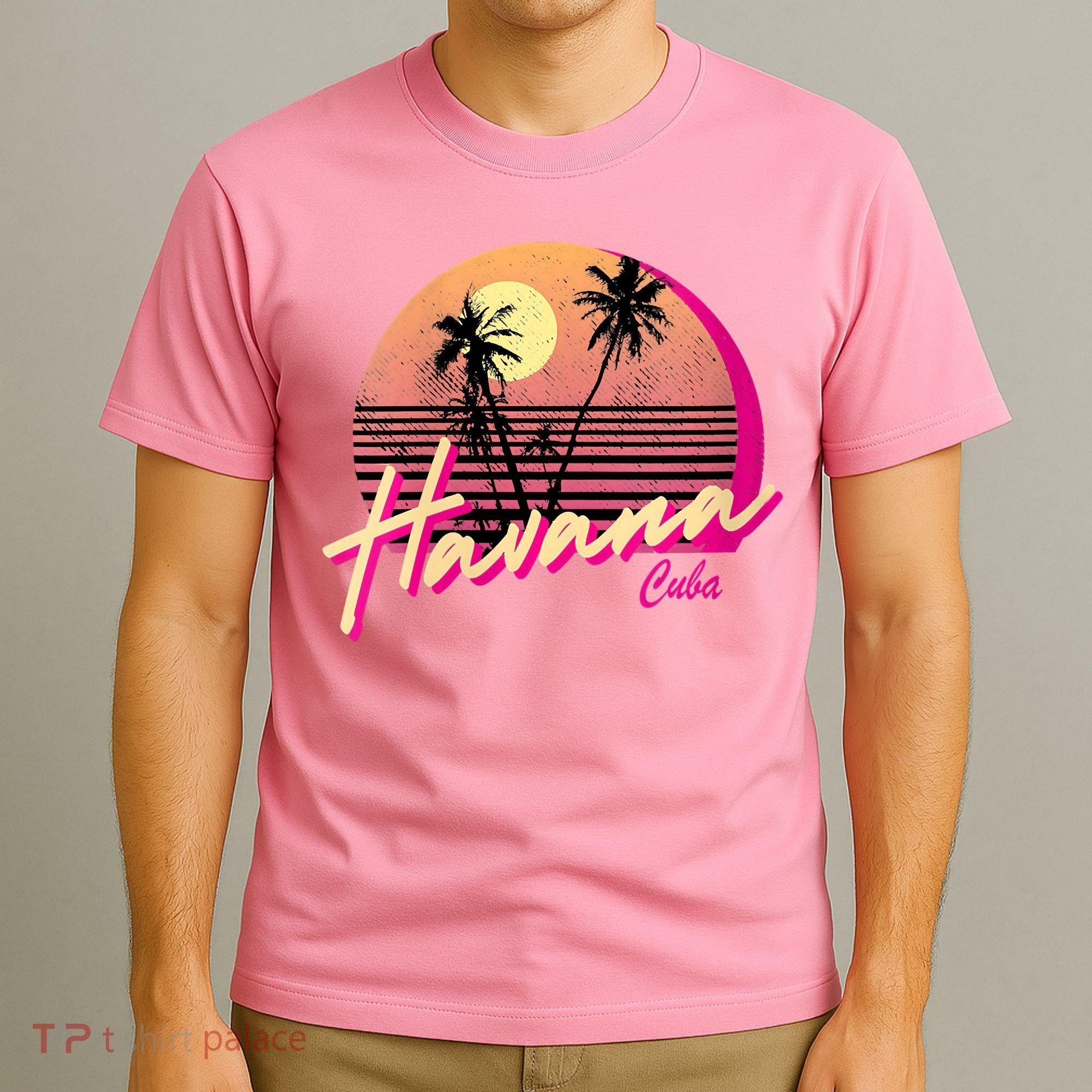 Womens Retro Havana Cuba California Beach Sunset T-Shirt