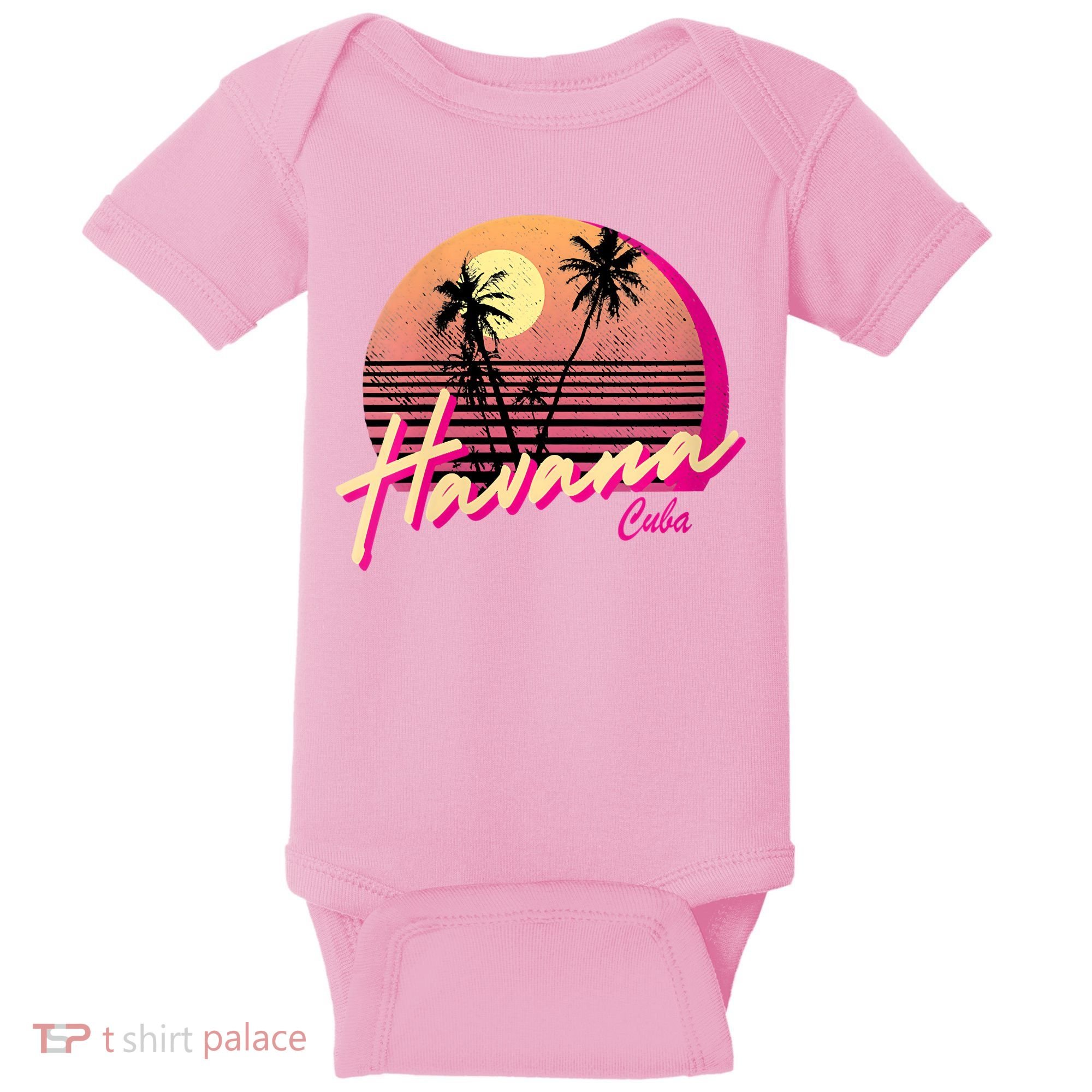 Womens Retro Havana Cuba California Beach Sunset Baby Bodysuit