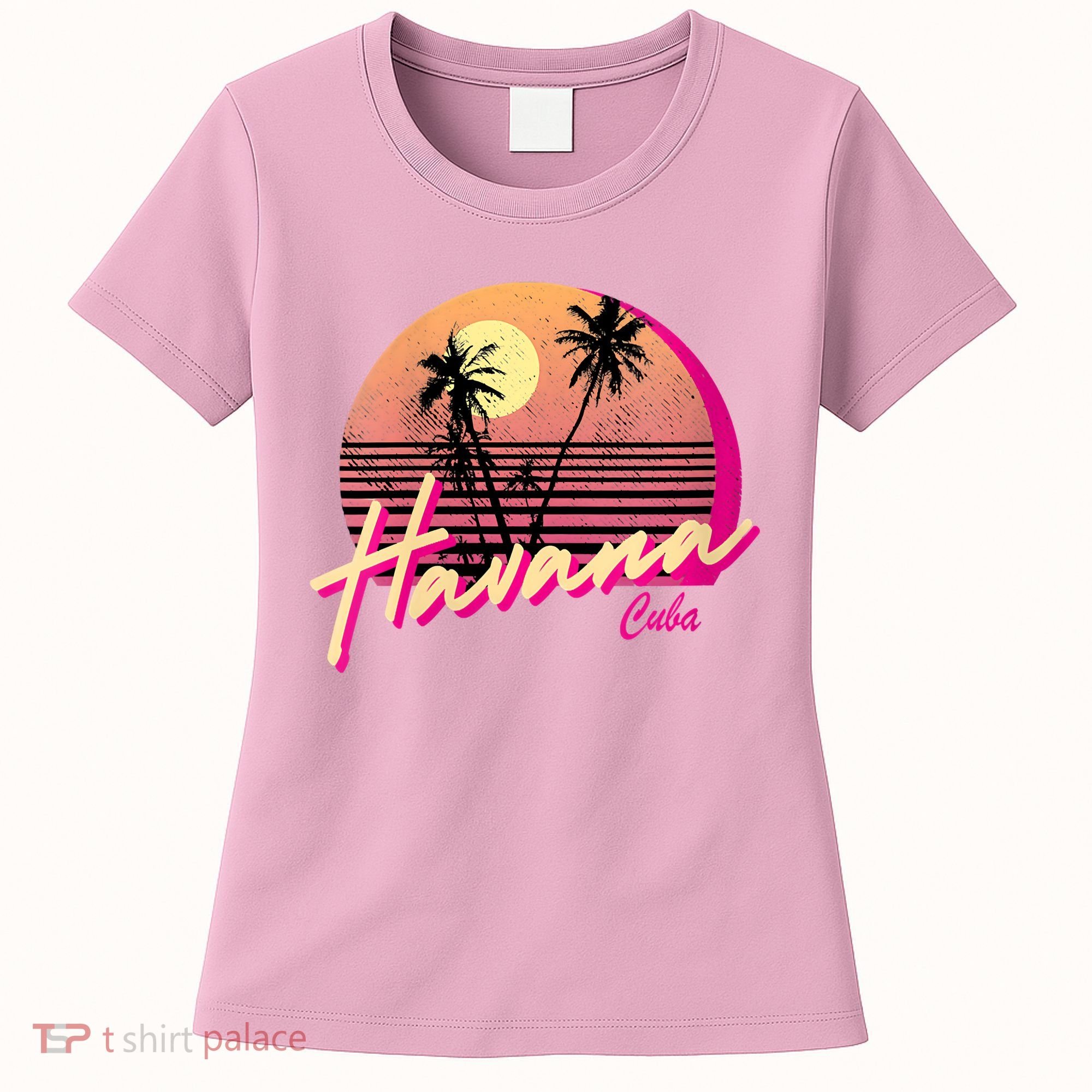 Womens Retro Havana Cuba California Beach Sunset Women's T-Shirt