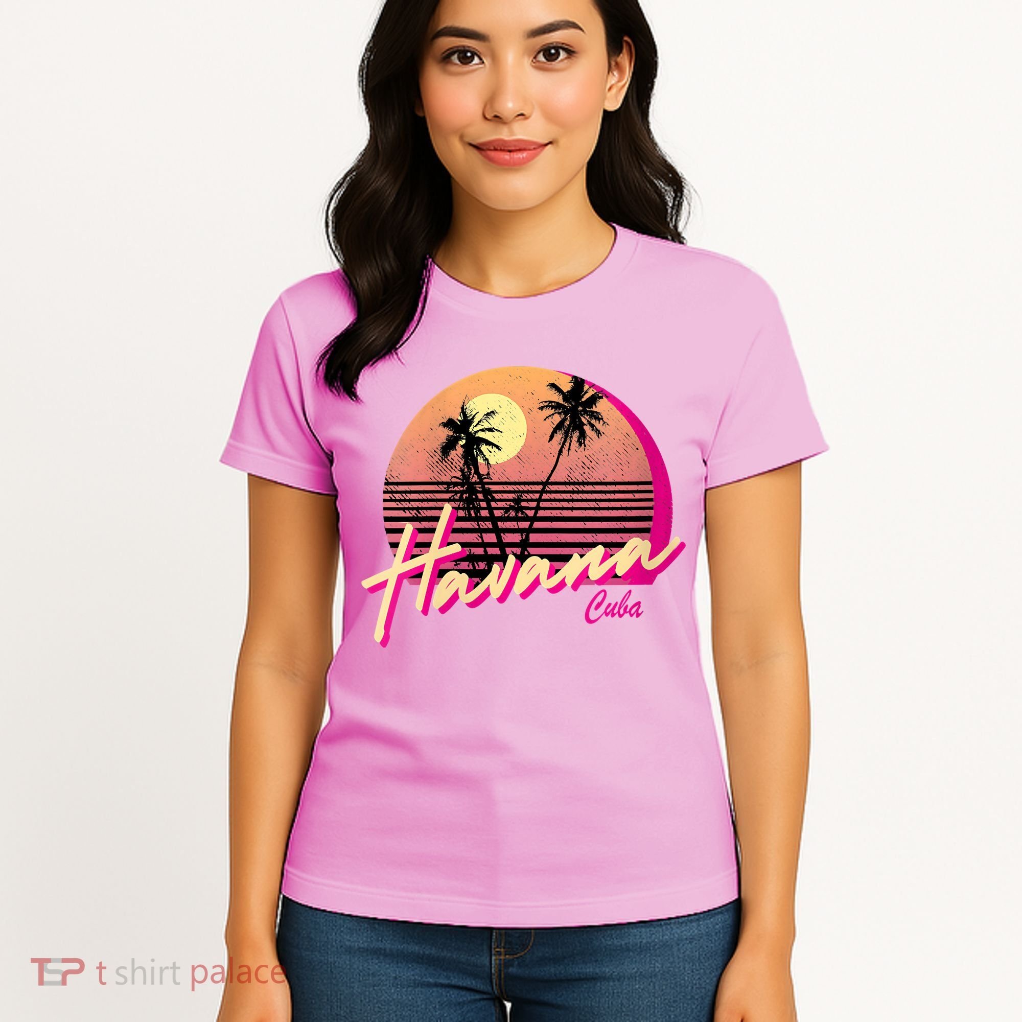 Womens Retro Havana Cuba California Beach Sunset Women's T-Shirt