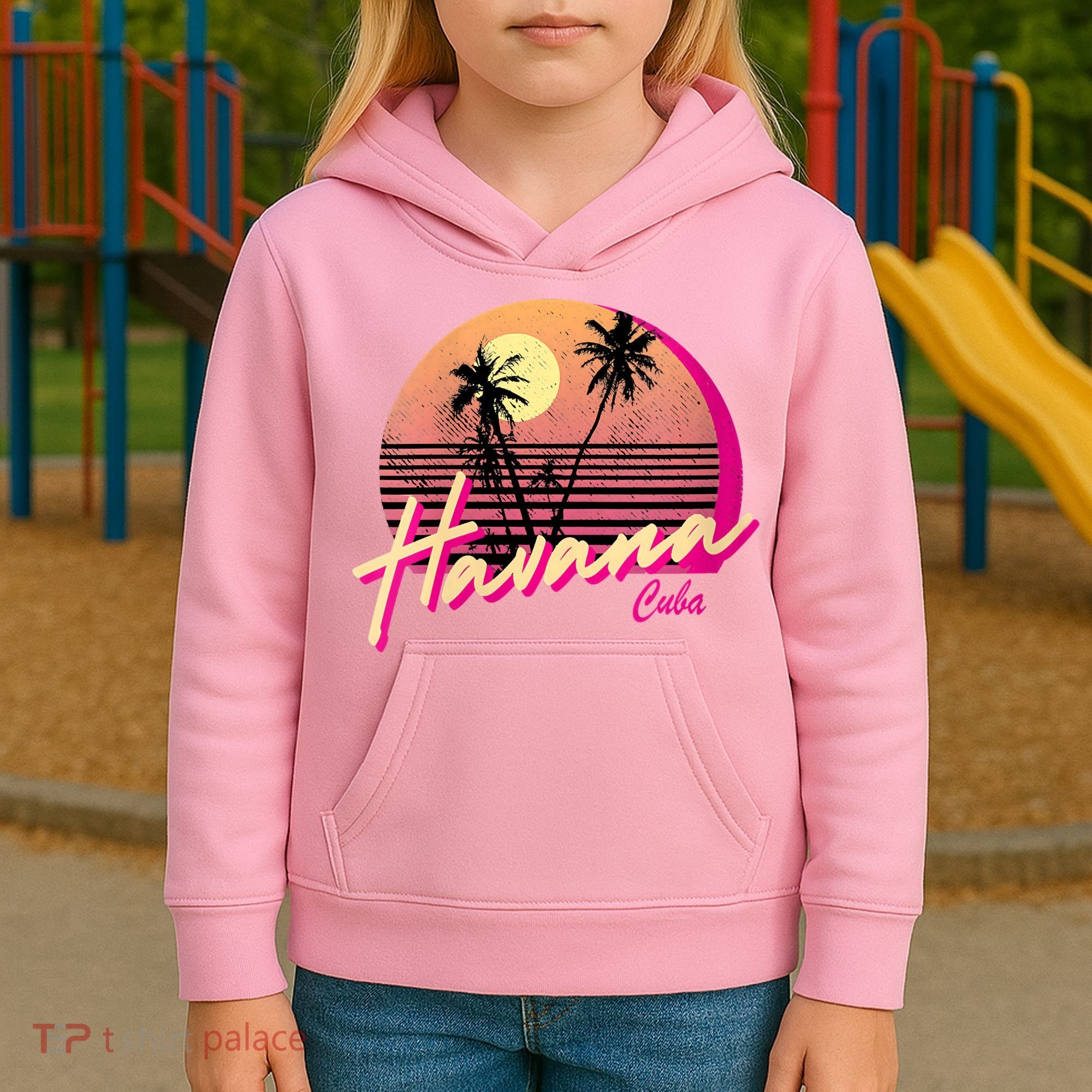 Womens Retro Havana Cuba California Beach Sunset Kids Hoodie